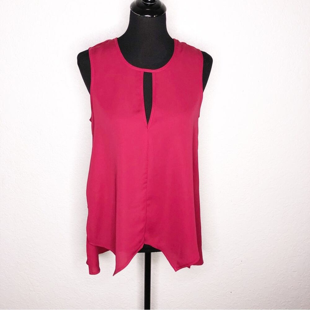 BCBGMaxazria Sangria red pink sleeveless asymmetrical hemline top size Small NWT